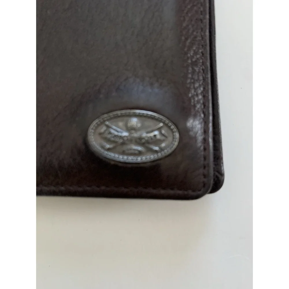Fossil Golf  Theme Bifold Wallet Men's Brown Leather Flip ID Window Golf Clubs